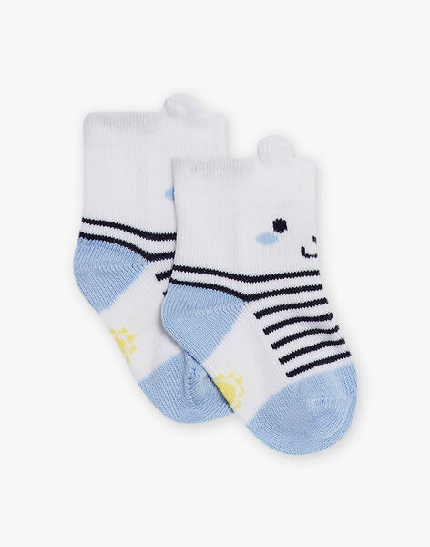 Baby boy striped socks with teddy bear print CAOLEG / 22E4BGJ1SOQA001