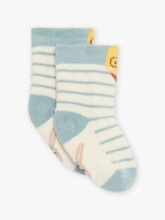 Baby boy blue and ecru striped socks CACET / 22E4BGB1SOQ001