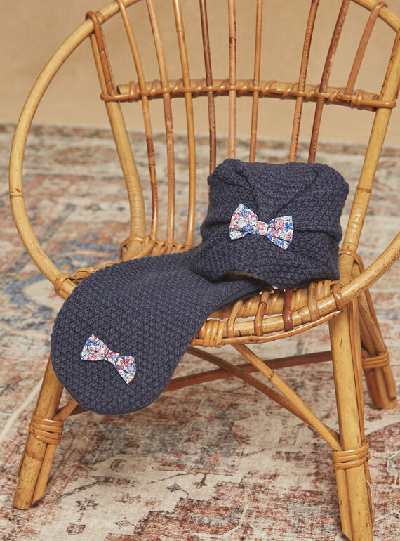 Navy blue cable-knit scarf GIDAISY / 23H4BF52ECH622