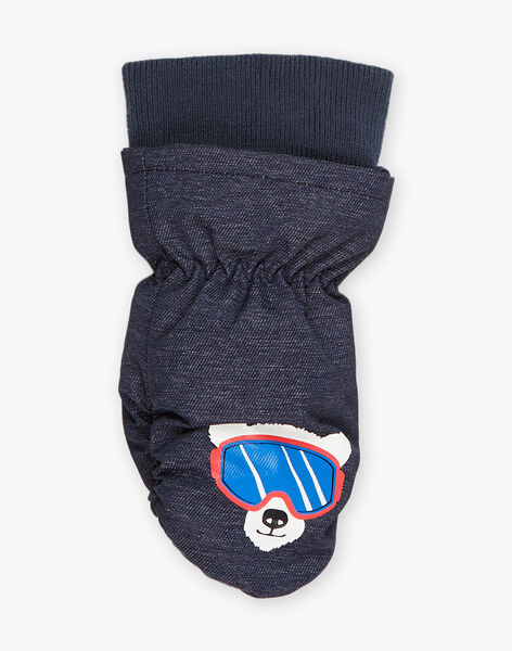 Navy blue animal head twill mittens DEBEARAGE / 22H4PGN2GAN703