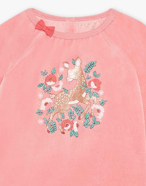 Pink velvet pajamas with doe animation DOUBIETTE / 22H5PF21PYJ303