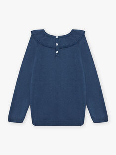 Child Girl Blue Jacquard Rabbit Sweater BYPULETTE / 21H2PFL1PUL715
