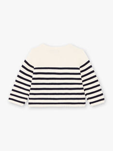 Baby girl ecru and navy blue striped vest BAELODIE / 21H1BF51CAR001