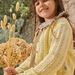 Yellow mimosa openwork cardigan child girl