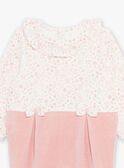 Sleep suit and its velvet hat in powder pink and off white  23E5BF91GRE001
