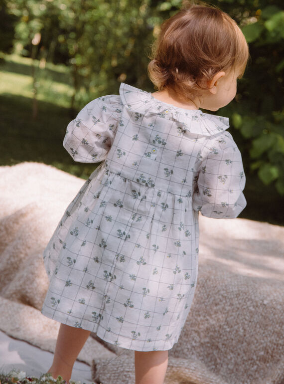 Ecru dress with check and floral print GACECILE / 23H1BF81ROB001