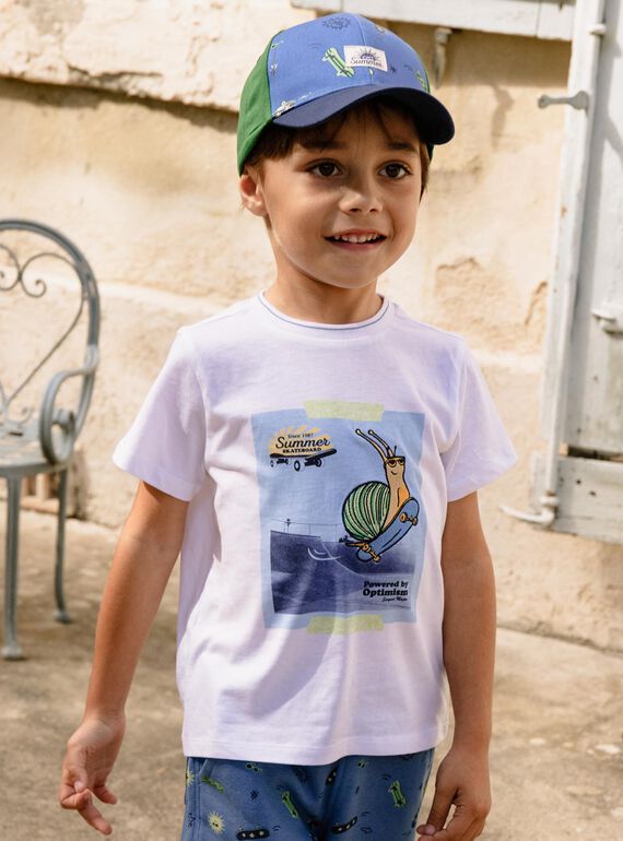 White T-shirt with snail pattern on a skateboard FUCARAGE / 23E3PGN3TMC000