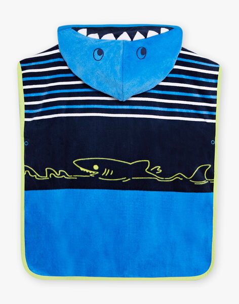 Child boy blue striped bathing cap with shark print CYCAPAGE / 22E4PGO1CDBC244