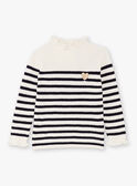 Girl's white and navy blue striped sweater BIPOLETTE / 21H2PF51PUL001
