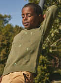 Khaki sweater in embroidered knit KAPULAGE / 24E3PG31PUL626