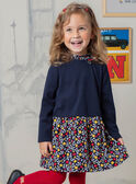Girl's navy blue floral long sleeve dress BIGLETTE / 21H2PF51ROB070