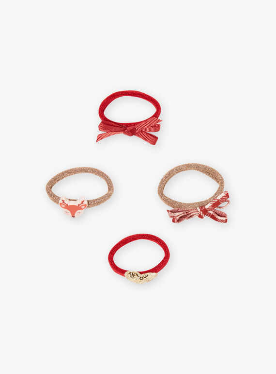 Set of 4 matching gold and red rubber bands for girls BIMINETTE / 21H4PFS3ELA954