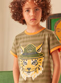 Lynx print khaki T-shirt KLEBOAGE / 24E3PGO2TMC612