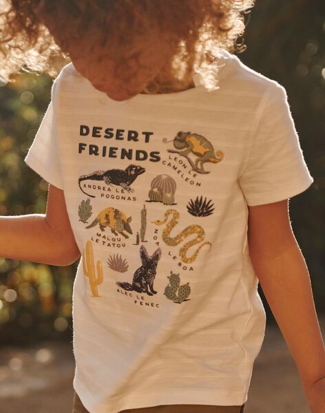 Ecru T-shirt with animals and desert plants FLANUAGE / 23E3PGO3TMC001