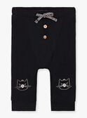 Baby boy plain black teddy bear pants BADAX / 21H1BG22PAN090