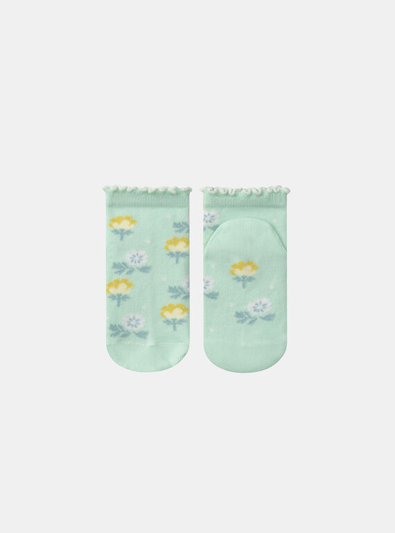 Céladon Blue Flower Jacquard Socks KLISOZETTE / 24E4PFR1SOB204