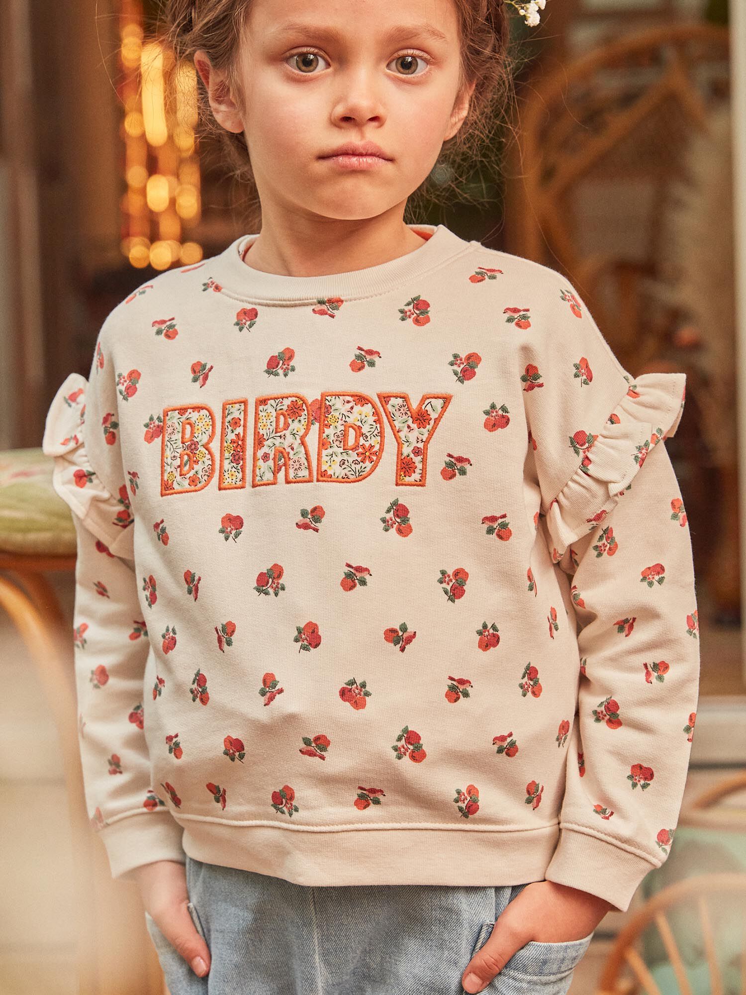 Ivory sweatshirt with fruit print Girl Sergent Major