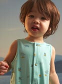 Turquoise sleeveless jumpsuit with stripe print KISERGIO / 24E1BGG1CBL203