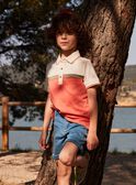Off white and coral polo shirt child boy CUWIAGE / 22E3PGP1POL001