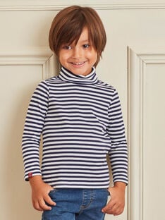 Boy's navy blue and white stripes underpants BUZOZAGE2 / 21H3PGF3SPL705
