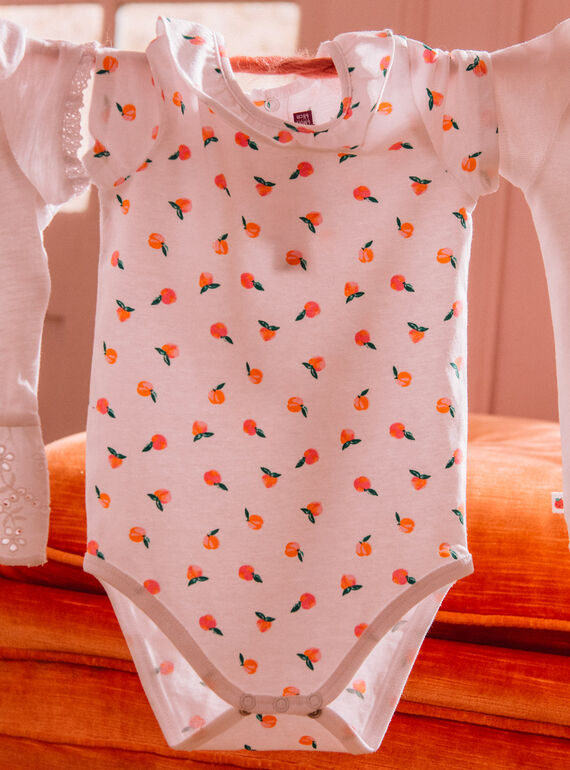 Baby girl's ecru peach print bodysuit CAPATRICIA / 22E1BFM1BOD001