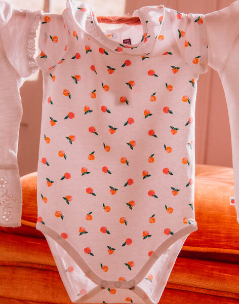 Baby girl's ecru peach print bodysuit CAPATRICIA / 22E1BFM1BOD001