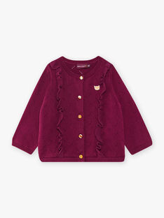 Purple cardigan in fancy knit with ruffle details baby girl CAIRENE / 22E1BF92CAR708