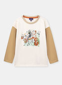 Ecru and café au lait T-shirt with insects playing music KATICHAGE / 24E3PG32TML009