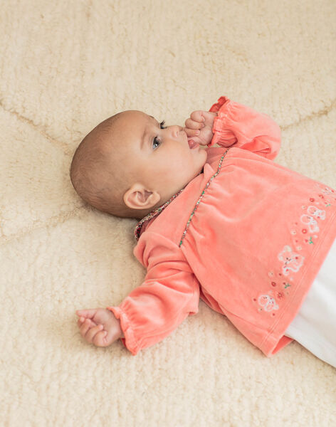 Baby girl's two-tone velvet long sleeve sleep suit BEBULLE / 21H5BF61GRE404