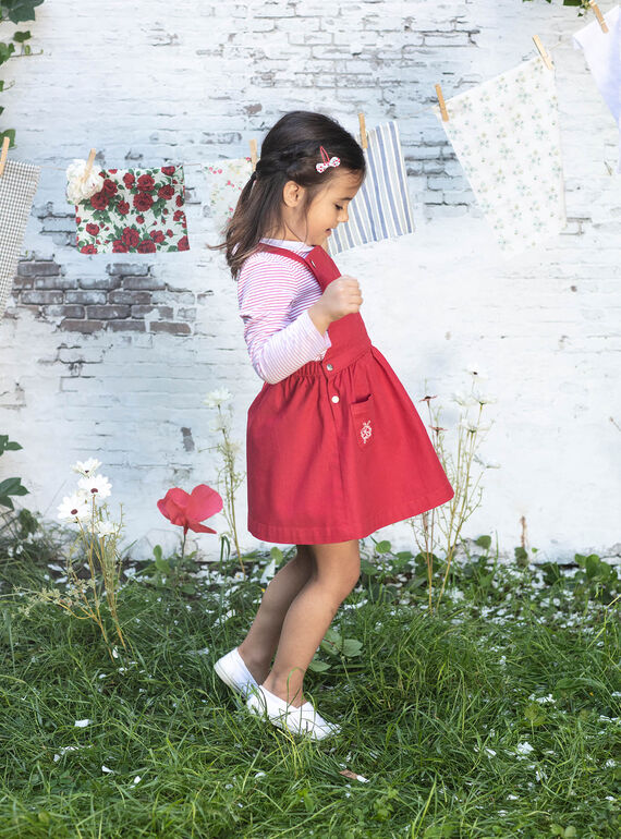 Embroidered red dungarees dress child girl BAROBETTE / 21H2PF11CHSF505
