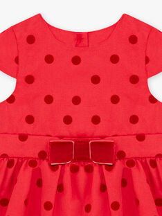 baby girl red satin dress with polka dots BATESS / 21H1BFR1CHS050