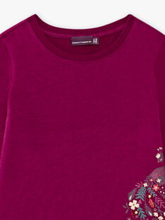 Child girl's gooseberry T-shirt with peacock motif BOUJIETTE / 21H2PFQ1TMLD307