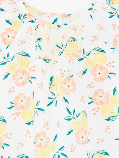 White and yellow dress printed lemon and floral flower girl child ZICITETTE / 21E2PFO1ROB000