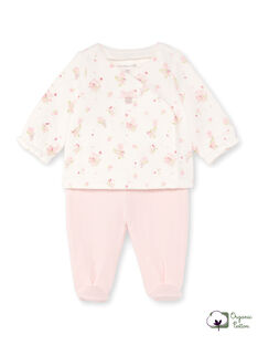 White and pink jacket with floral print and pink leggings birth girl BONNIE / 21H0NF41ENS301