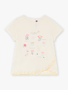 Child girl lace t-shirt with herbarium motif CETELETTEX / 22E2PFB2TMCB112