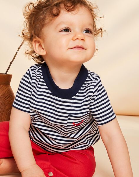 Navy blue and white striped jersey T-shirt FAKRAIG / 23E1BGC1TMC001