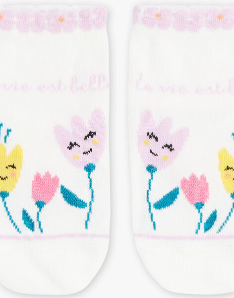 Low socks ecru with flower print FLEWETTE / 23E4PFS1SOB001