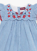 Baby girl embroidered dress and boomer set in checkered seersucker CAFABIENNE / 22E1BF81ROB208