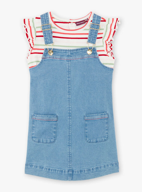 Striped dungarees dress and T-shirt set ZOCHUETTE / 21E2PFJ1ENSP269