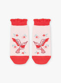 Nude low socks with bird print FLUZOETTE / 23E4PFQ1SOBD319