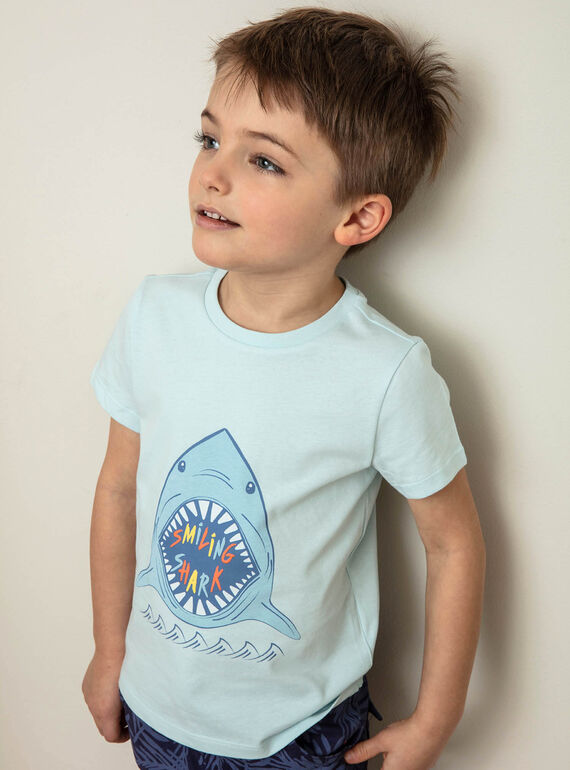 Blue T-shirt with shark pattern ZUZAGE1 / 21E3PGL3TMC614