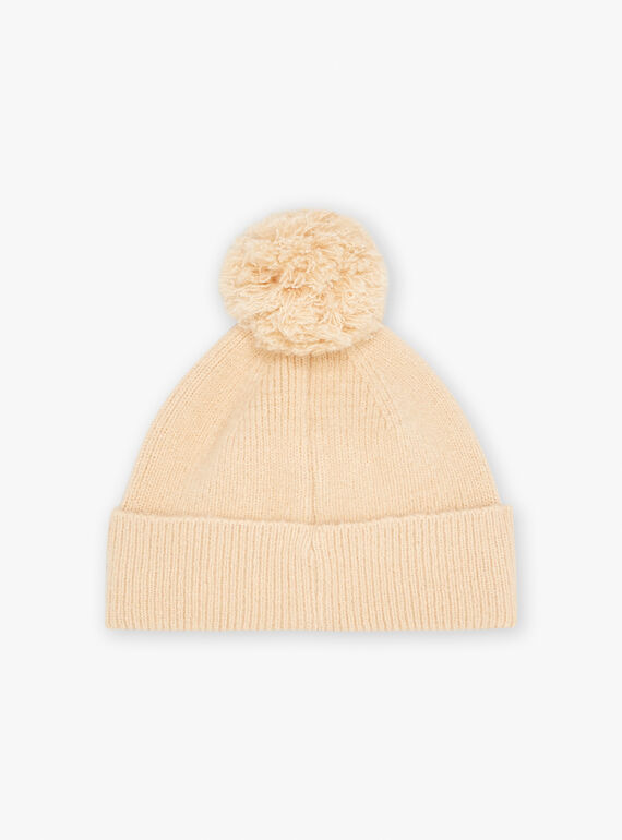 Beige pompom hat KRABONETTE / 24E4PF81BON080