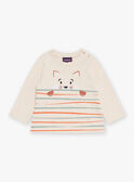 Long-sleeved beige mottled t-shirt with fox motif GABRUCE / 23H1BG71TMLA011