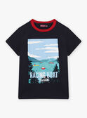 Navy blue T-shirt with child boy rowing poster CEBESTAGE / 22E3PG82TMC070