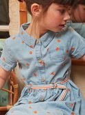 Blue short-sleeved dress with apple print GALIPETTE / 23H2PF71ROB005