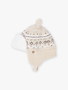 Baby boy's jacquard knitted hat, beige BIRICARD / 21H4BGE3BONA011