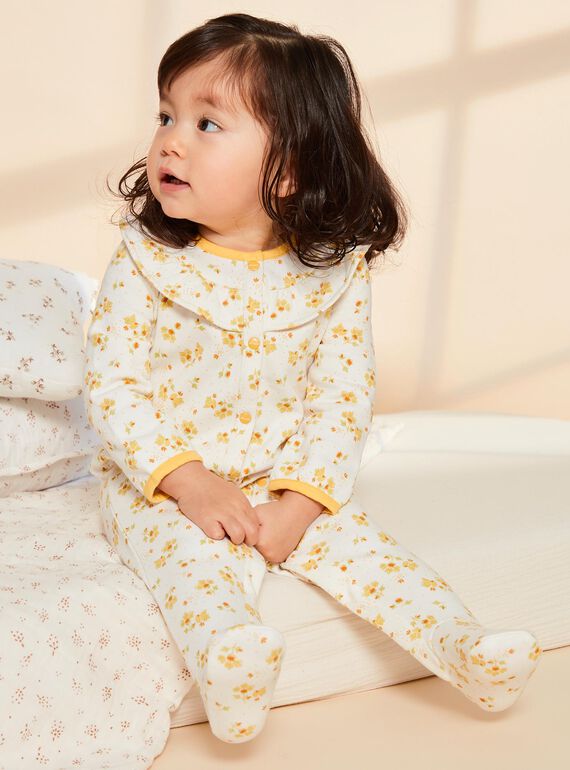 Off white flower print sleep suit FECRISTAL / 23E5BF22GRE001
