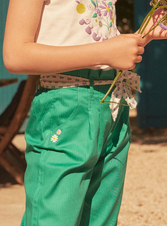 Green poplin flowing pants LAPANETTE / 24H2PFI2PANG624