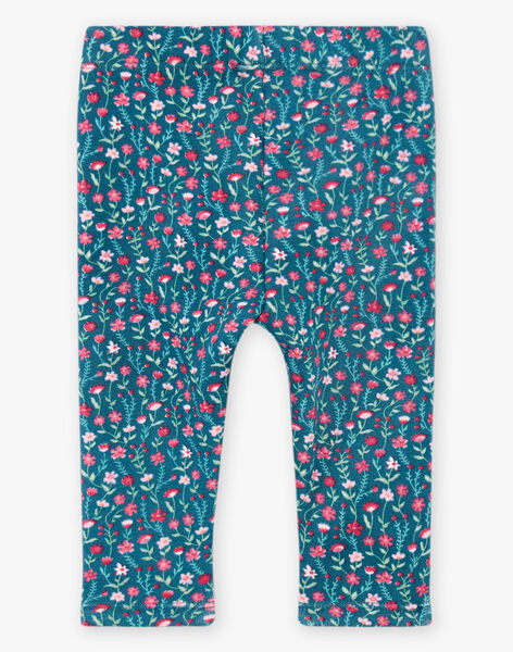 Baby girl duck blue legging with flower print BAGLADYS / 21H4BF91CAL714