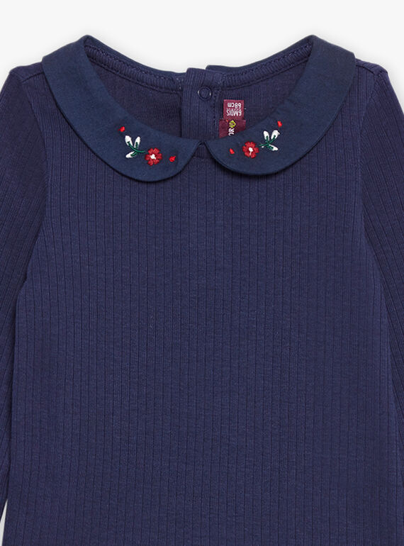 Navy blue bodysuit with Claudine collar DAOLLY / 22H1BFX1BOD070
